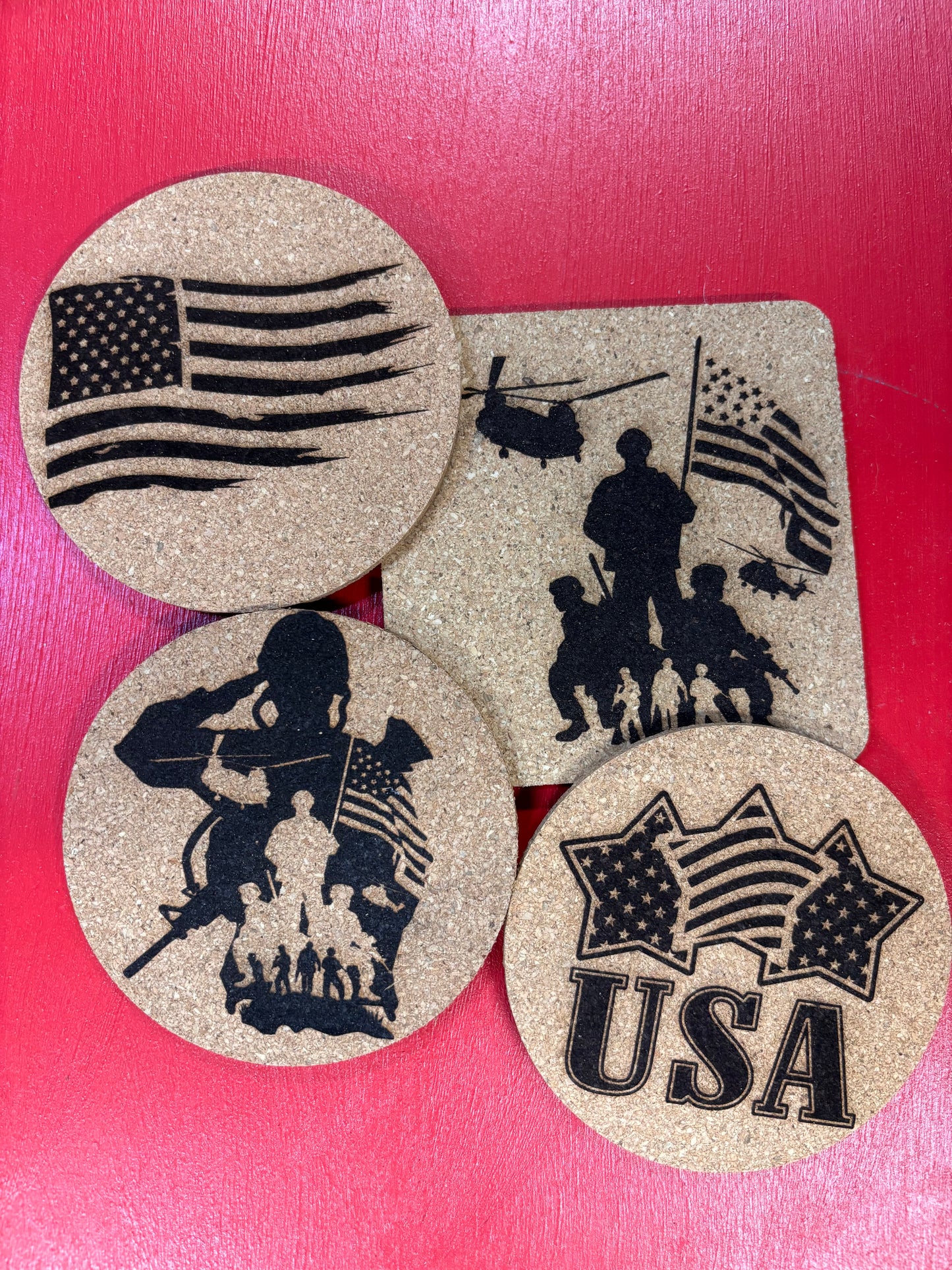 Cork Coasters Military Themed Patriotic