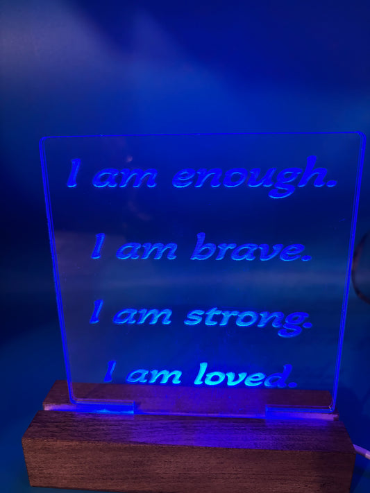 LED Acrylic I Am Affirmations Room Decoration Sign