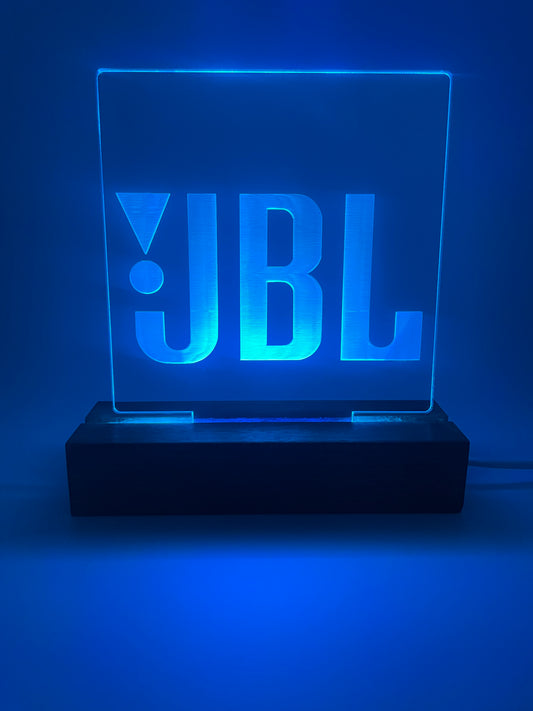 LED Music Lover's Acrylic Sign with Wood Base JBL
