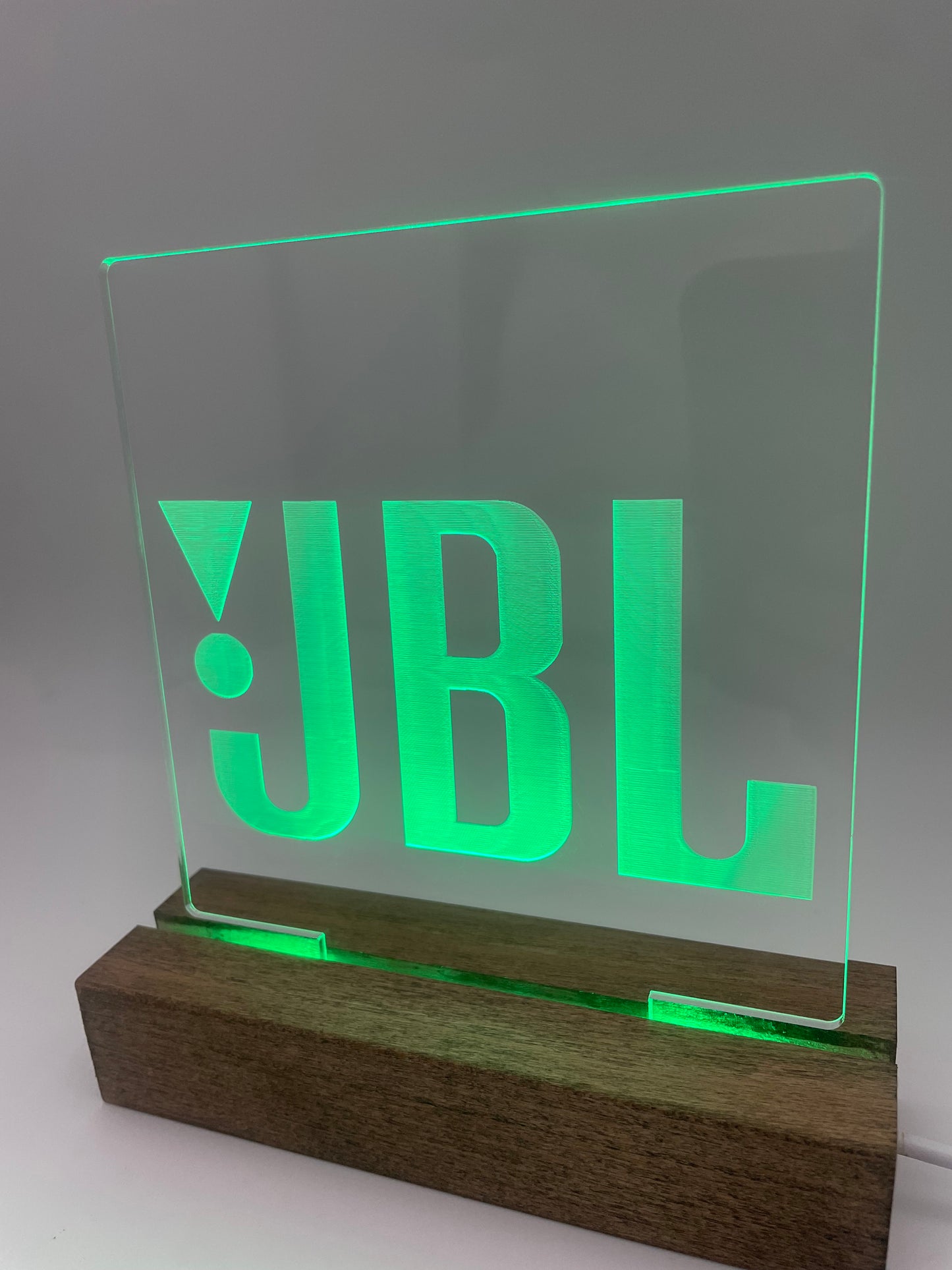 LED Music Lover's Acrylic Sign with Wood Base JBL