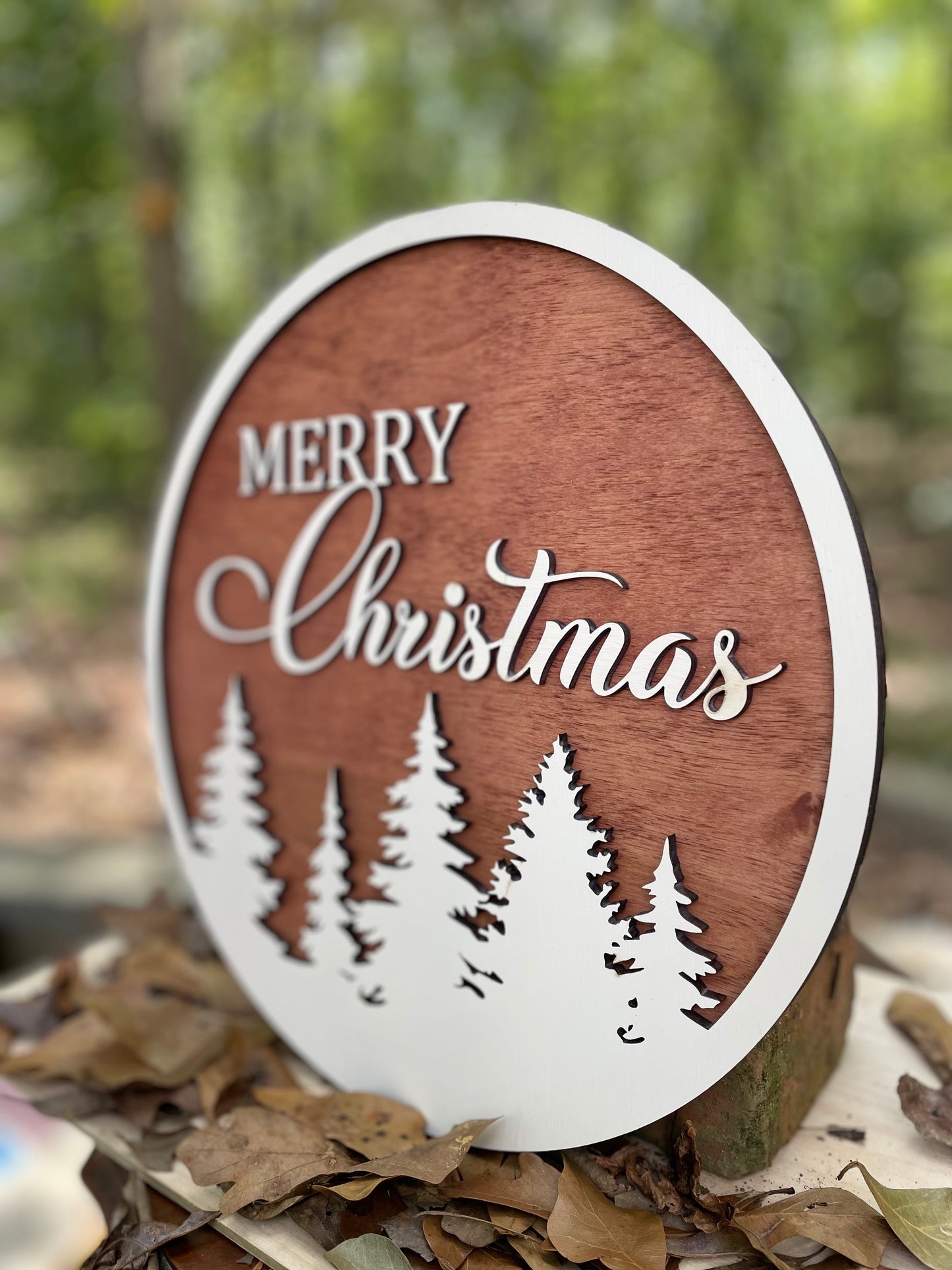 Christmas Sign-Merry Christmas Winter Trees