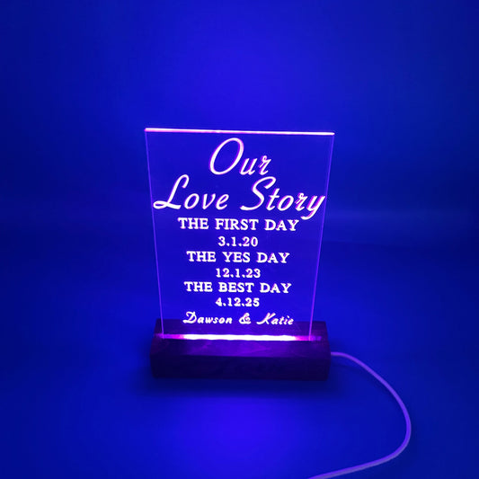 Personalized Wedding Sign-Tell Your Love Story 5" x 7" acrylic