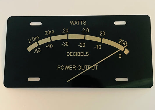 Gloss Black Aluminum Car Tag Laser Engraved VU Meter