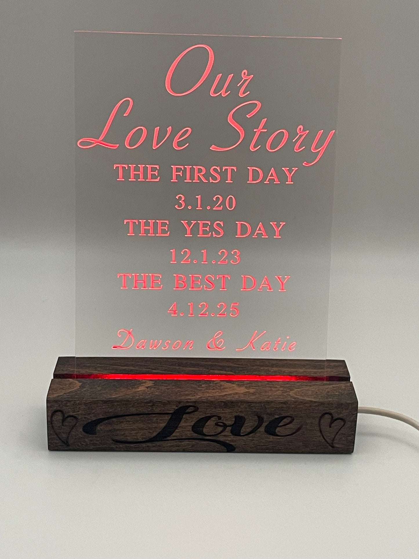 Personalized Wedding Sign-Tell Your Love Story 5" x 7" acrylic
