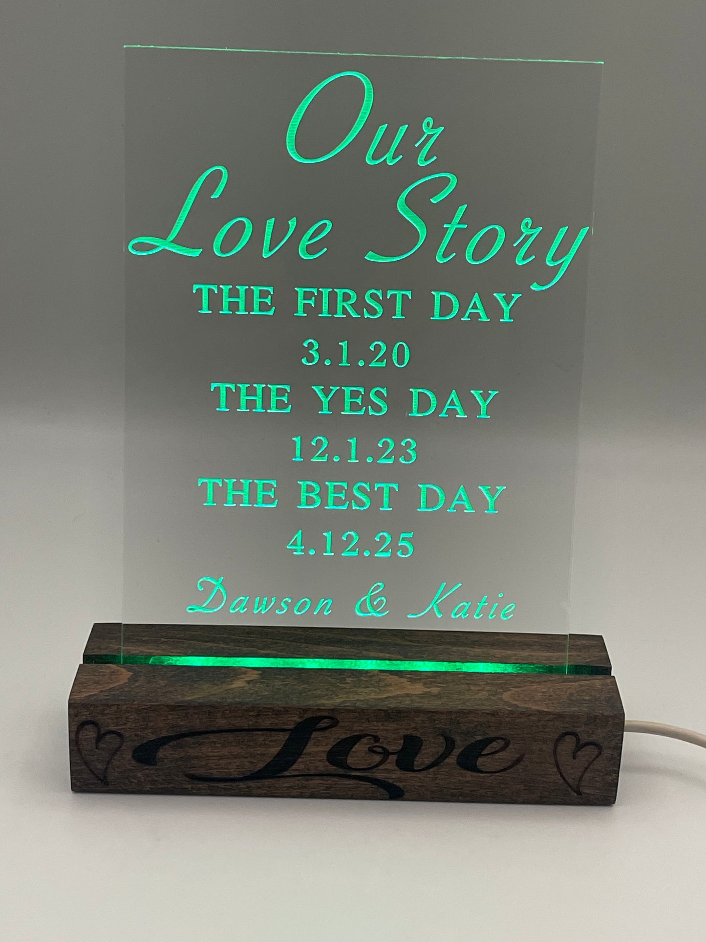 Personalized Wedding Sign-Tell Your Love Story 5" x 7" acrylic