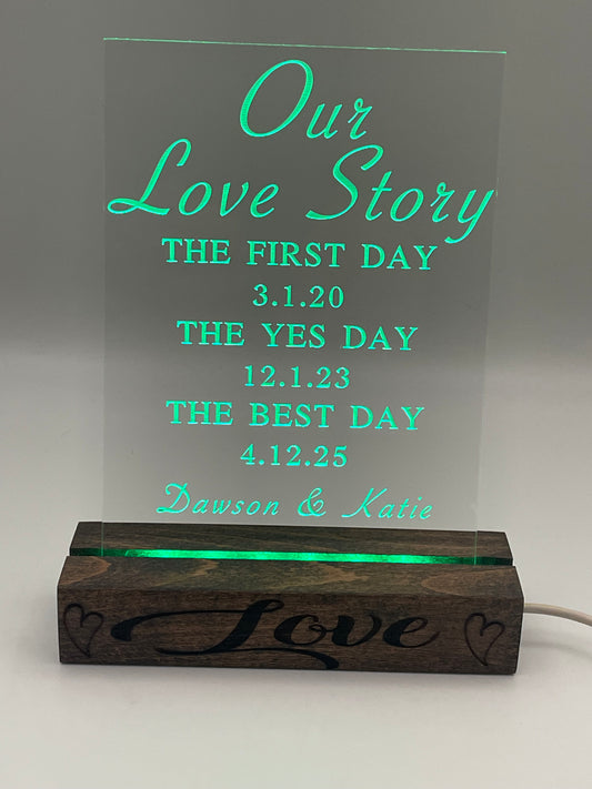 Personalized Wedding Sign-Tell Your Love Story 5" x 7" acrylic