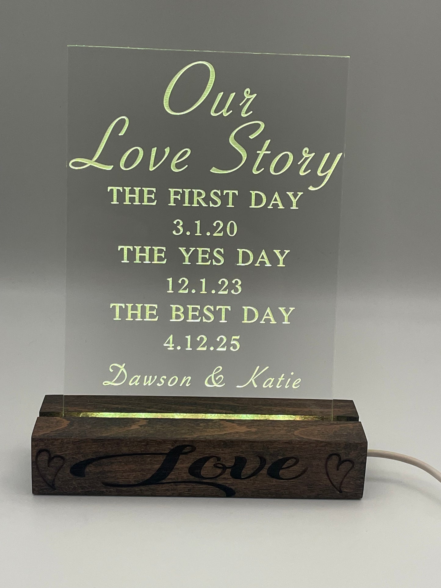 Personalized Wedding Sign-Tell Your Love Story 5" x 7" acrylic