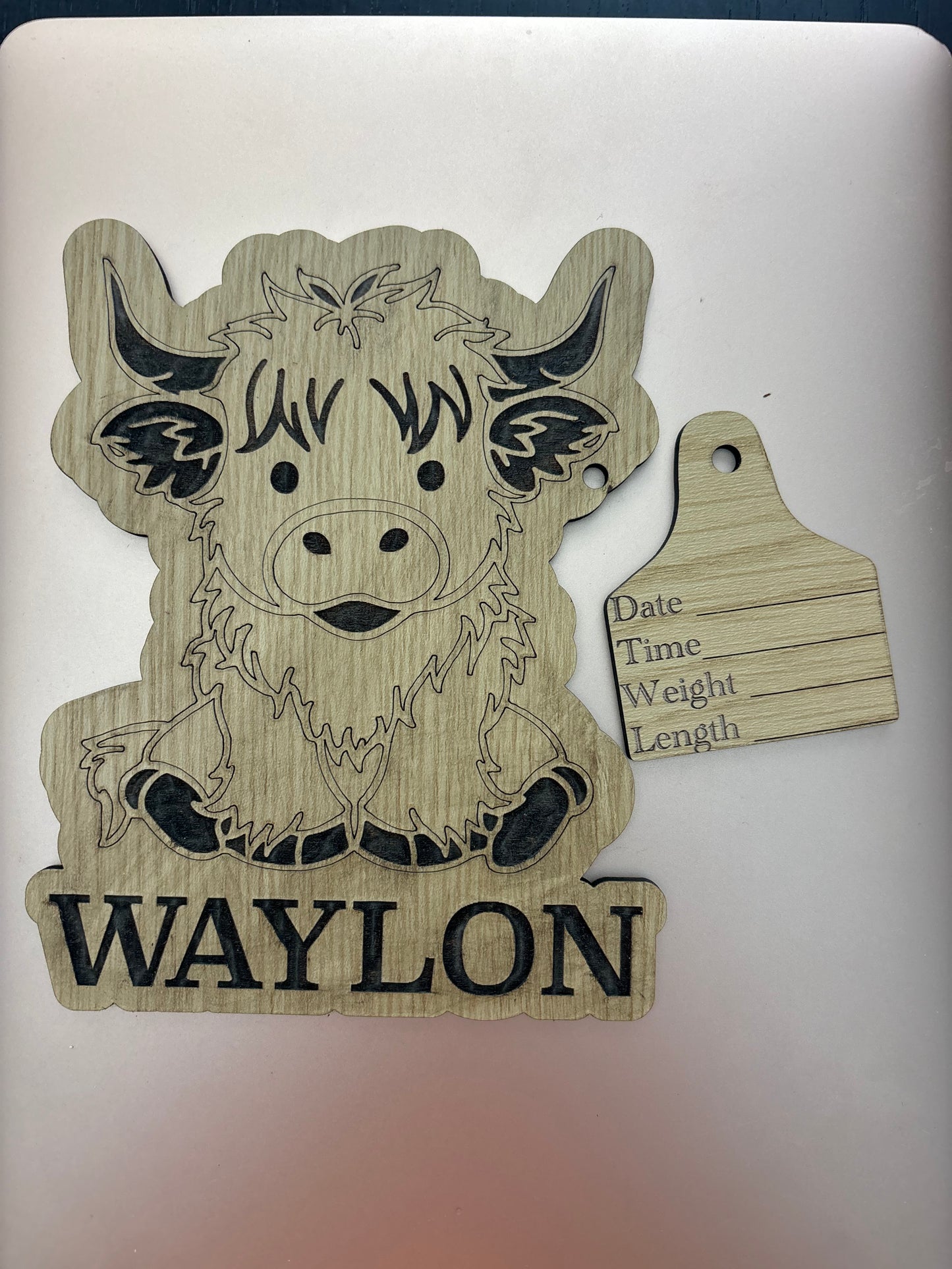 Personalized Highland Cow Baby Birth Announcement