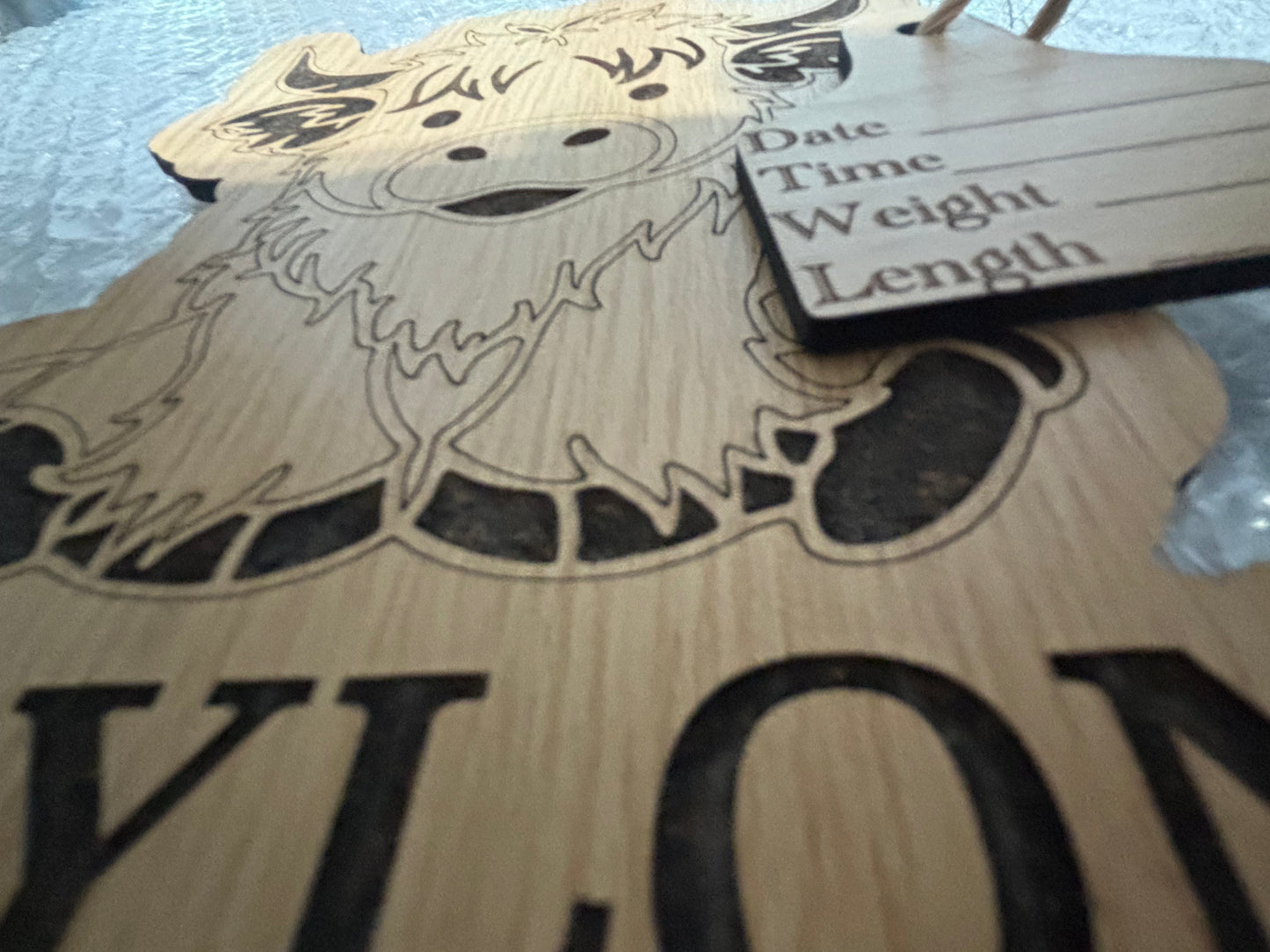 Personalized Highland Cow Baby Birth Announcement