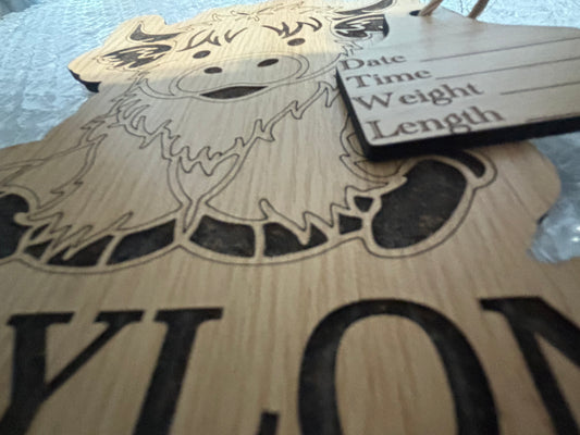 Personalized Highland Cow Baby Birth Announcement