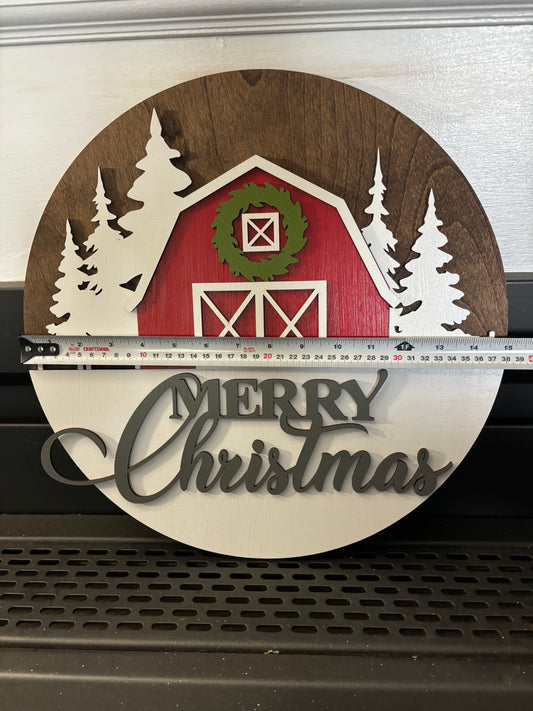 Christmas Sign-Merry Christmas Red Barn