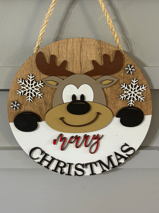 Merry Christmas Reindeer Door Sign