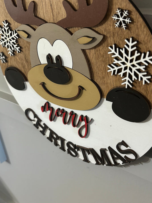 Merry Christmas Reindeer Door Sign
