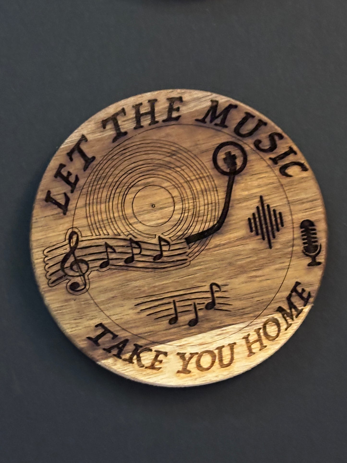 Music Theme Wood 4" Coaster Set of Four
