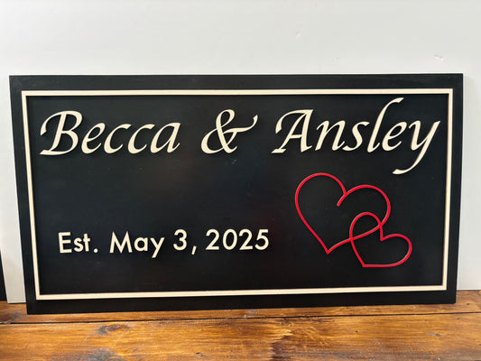 Wedding Sign Established Date Couples Names