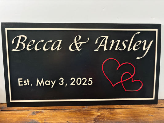 Wedding Sign Established Date Couples Names
