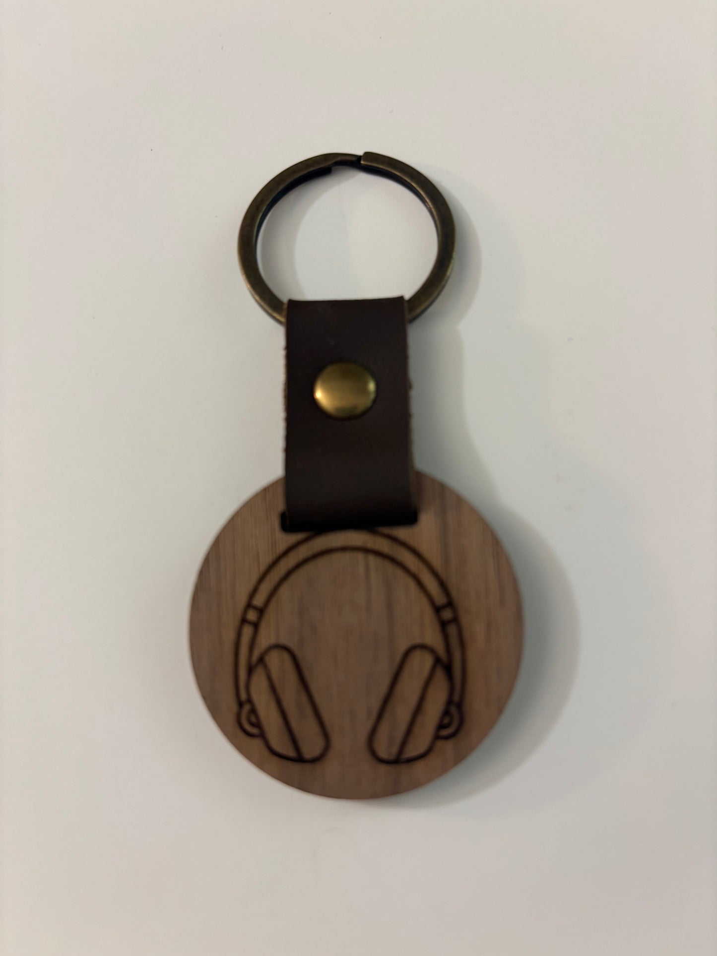 Music Headphones Round Keychain