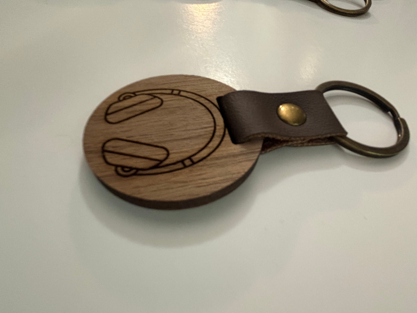 Music Headphones Round Keychain