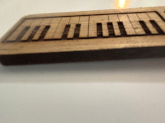 Piano Keyboard Wood Keychain