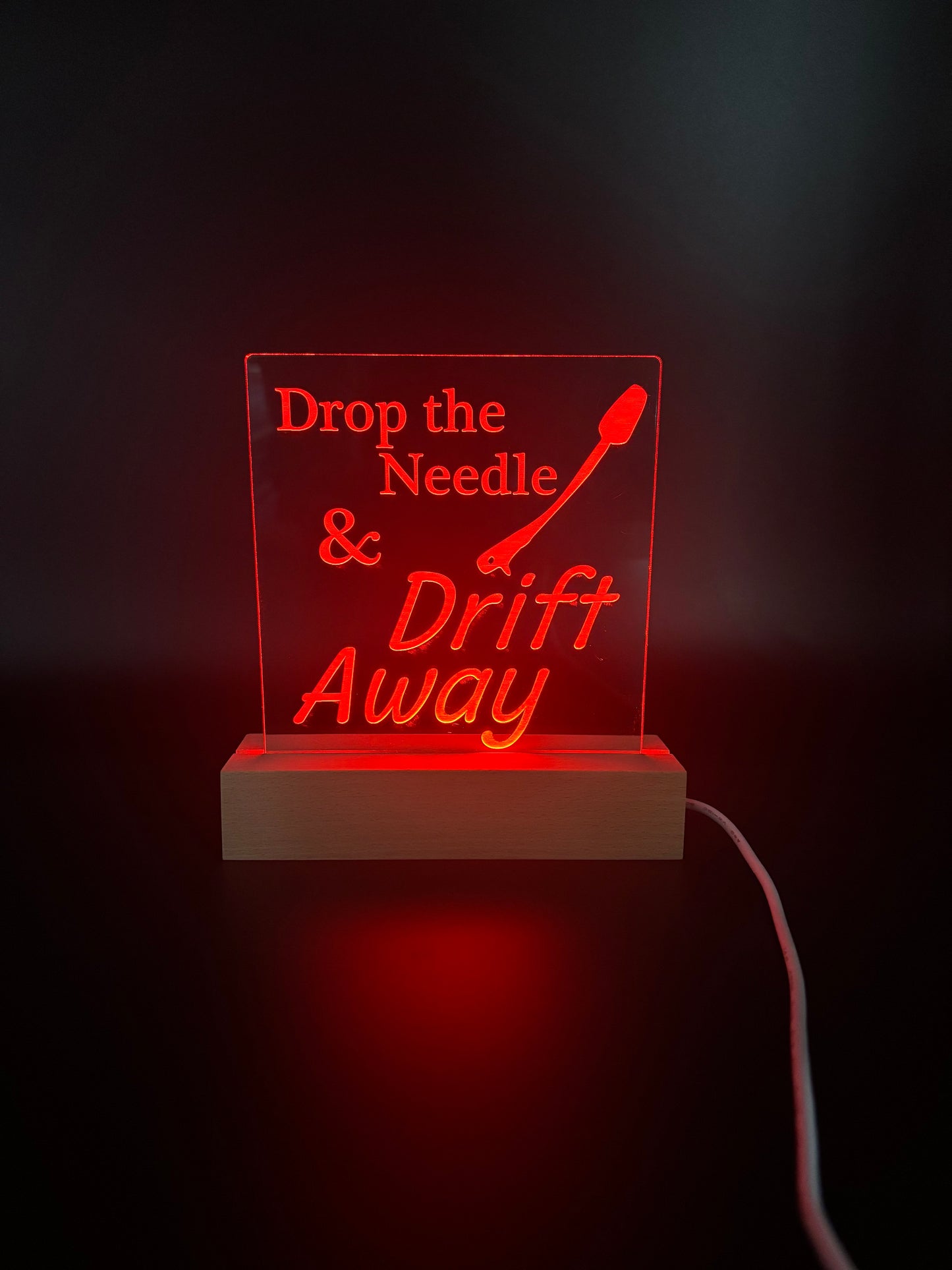 Drop the Needle Acrylic Lighted Sign Music Decor