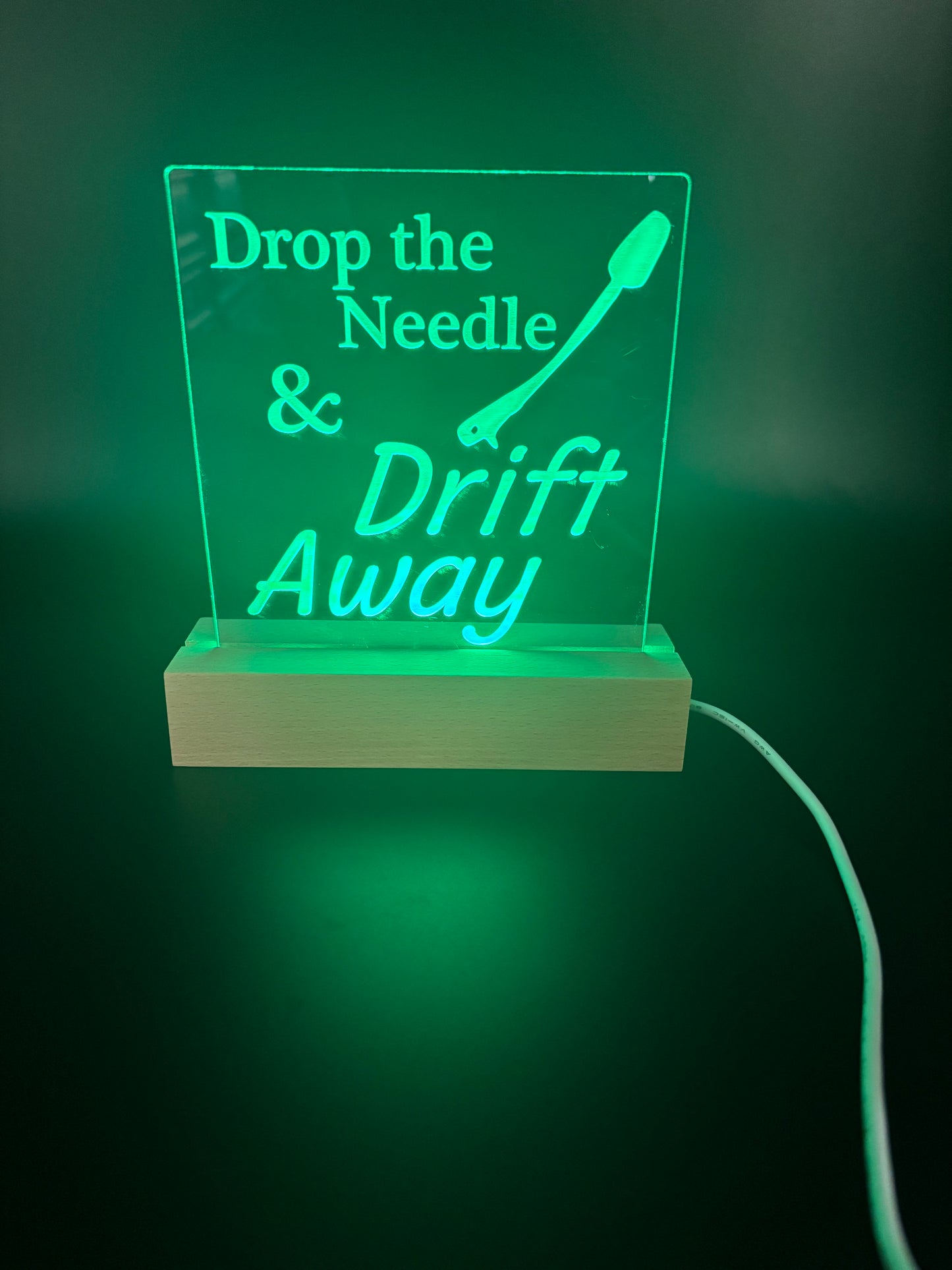 Drop the Needle Acrylic Lighted Sign Music Decor