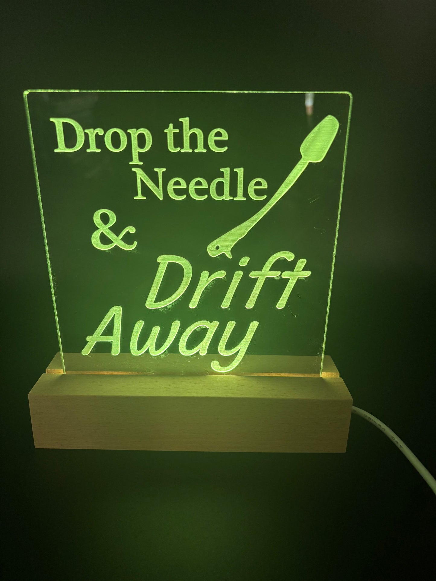 Drop the Needle Acrylic Lighted Sign Music Decor