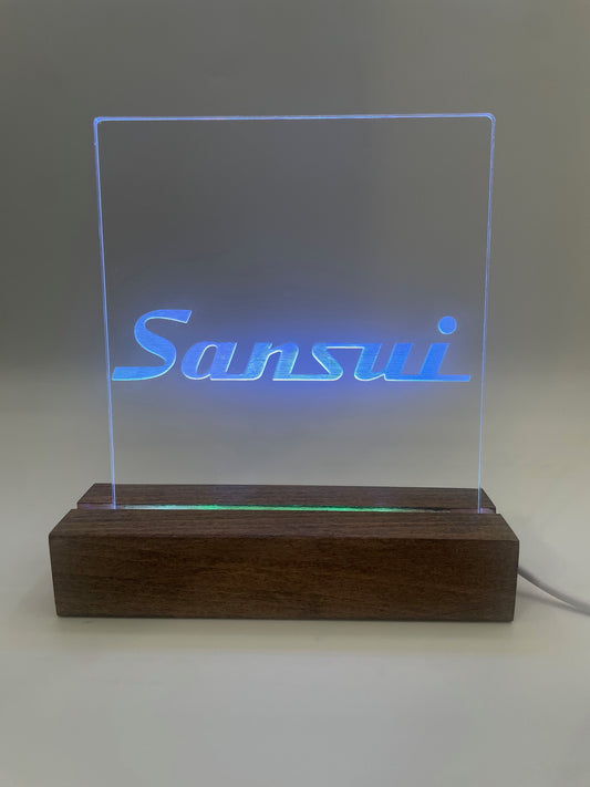 LED Acrylic Music Room Sign with Wood Base Sansui