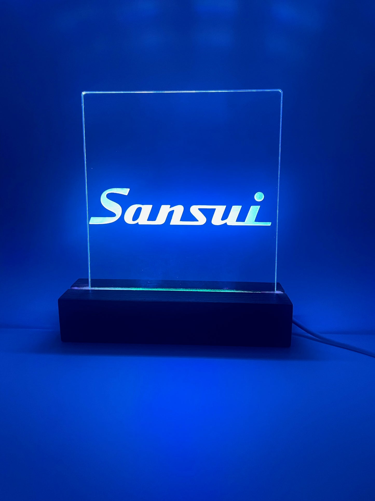 LED Acrylic Music Room Sign with Wood Base Sansui