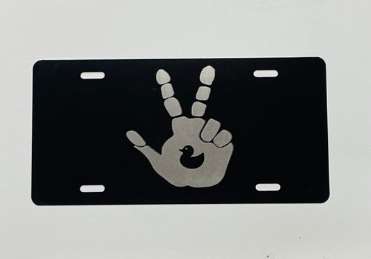 Gloss Black Aluminum Car Tag Laser Engraved Duck Wave