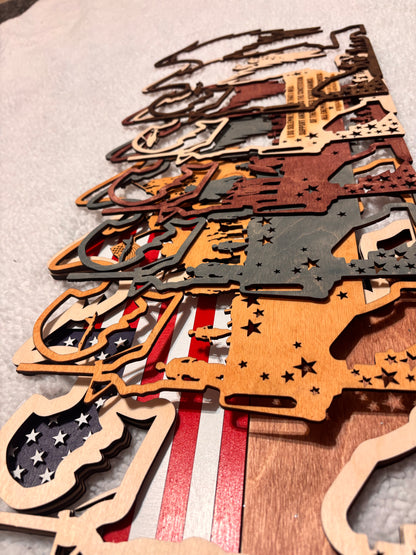 American Soldier Veteran Lighted Layered Sign