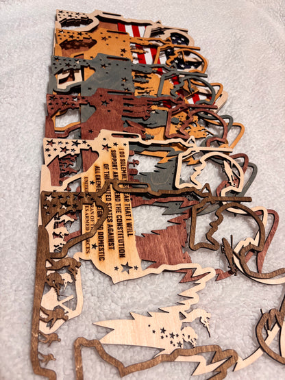 American Soldier Veteran Lighted Layered Sign