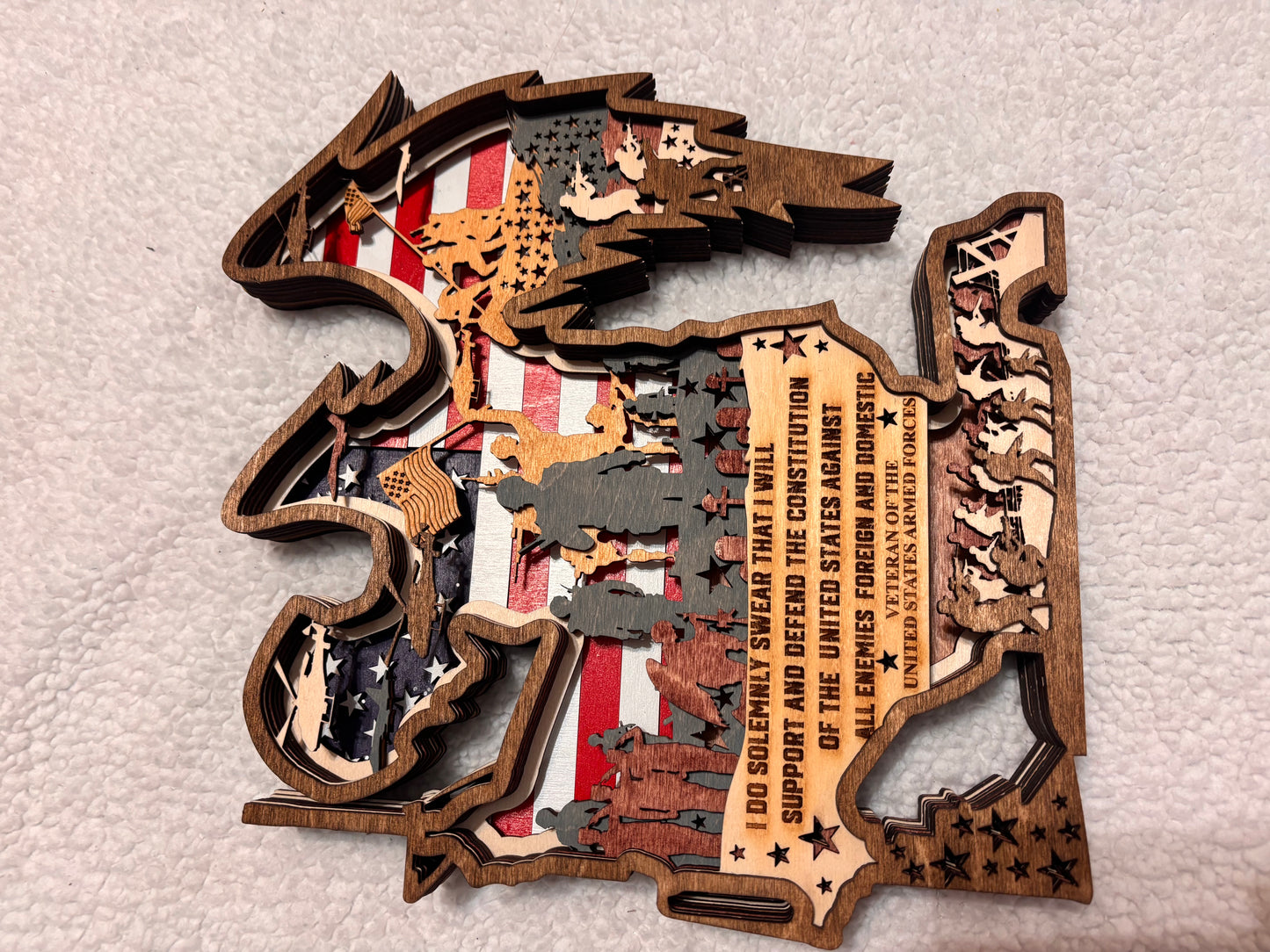 American Soldier Veteran Lighted Layered Sign