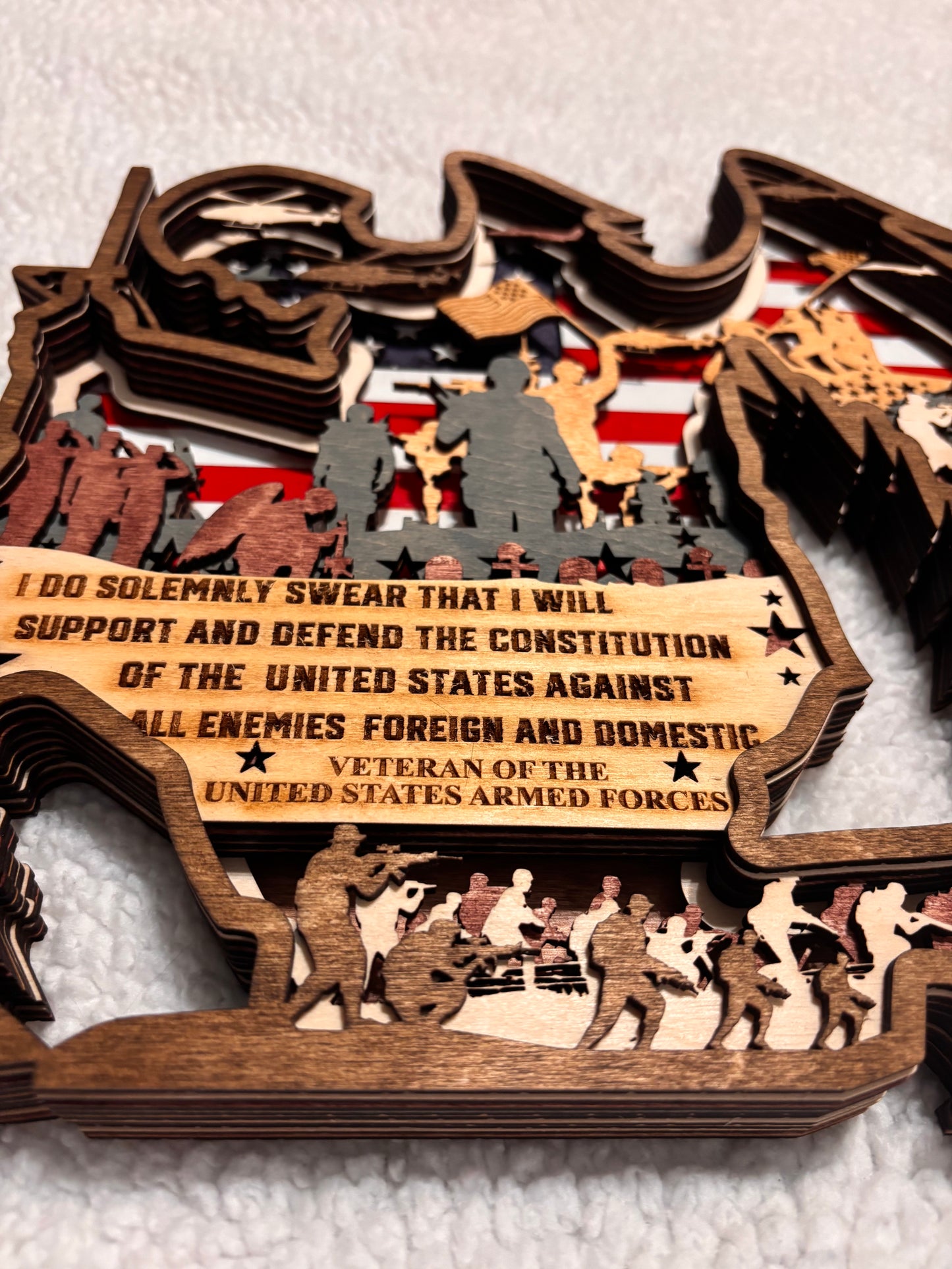 American Soldier Veteran Lighted Layered Sign