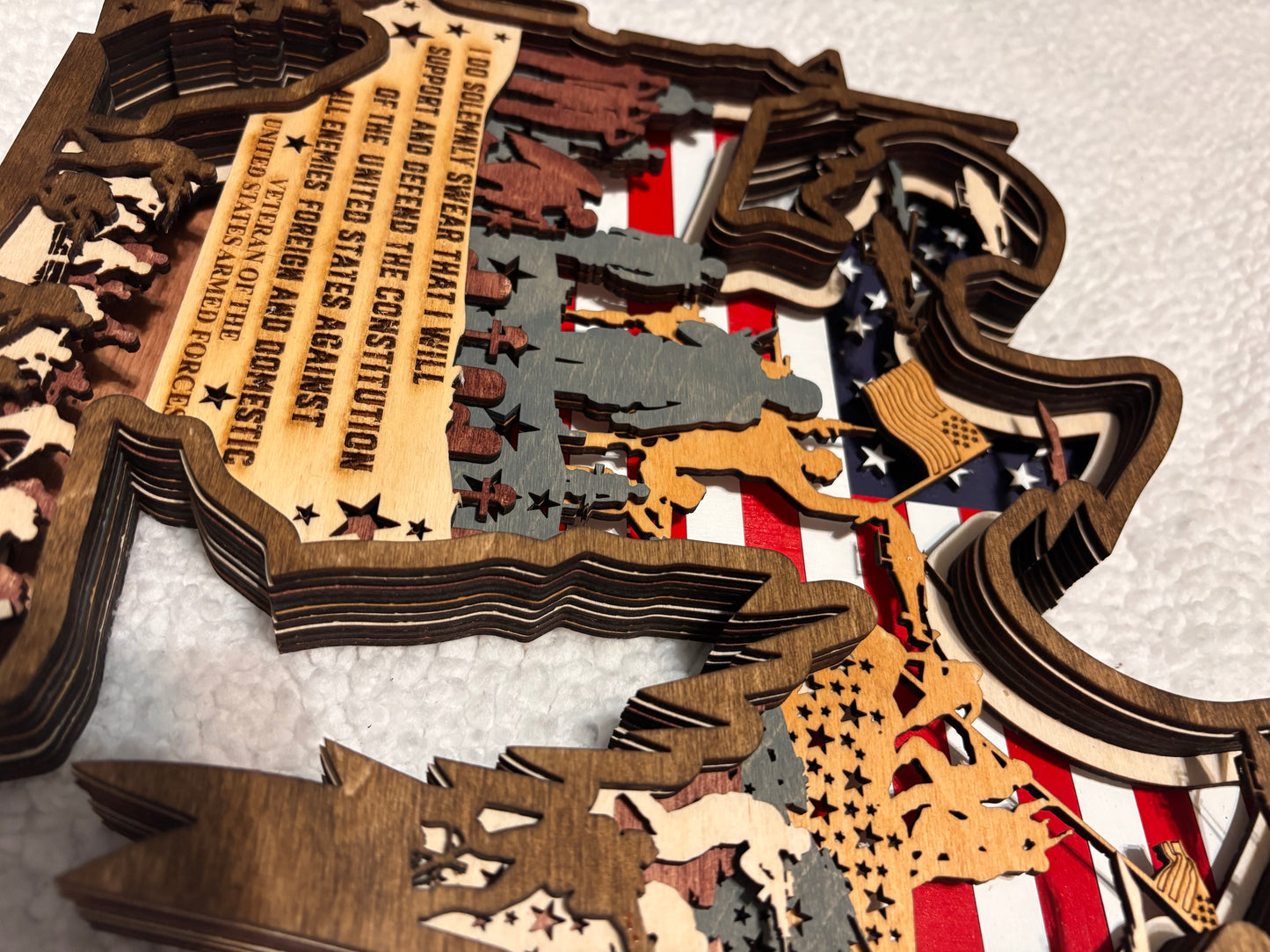 American Soldier Veteran Lighted Layered Sign