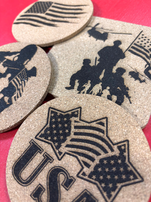Cork Coasters Military Themed Patriotic