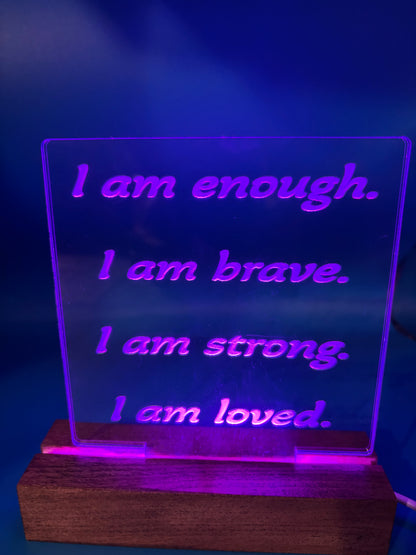 LED Acrylic Sign I Am Affirmations Girls/Boys Room Decoration