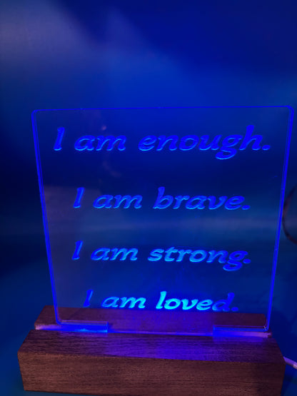 LED Acrylic Sign I Am Affirmations Girls/Boys Room Decoration