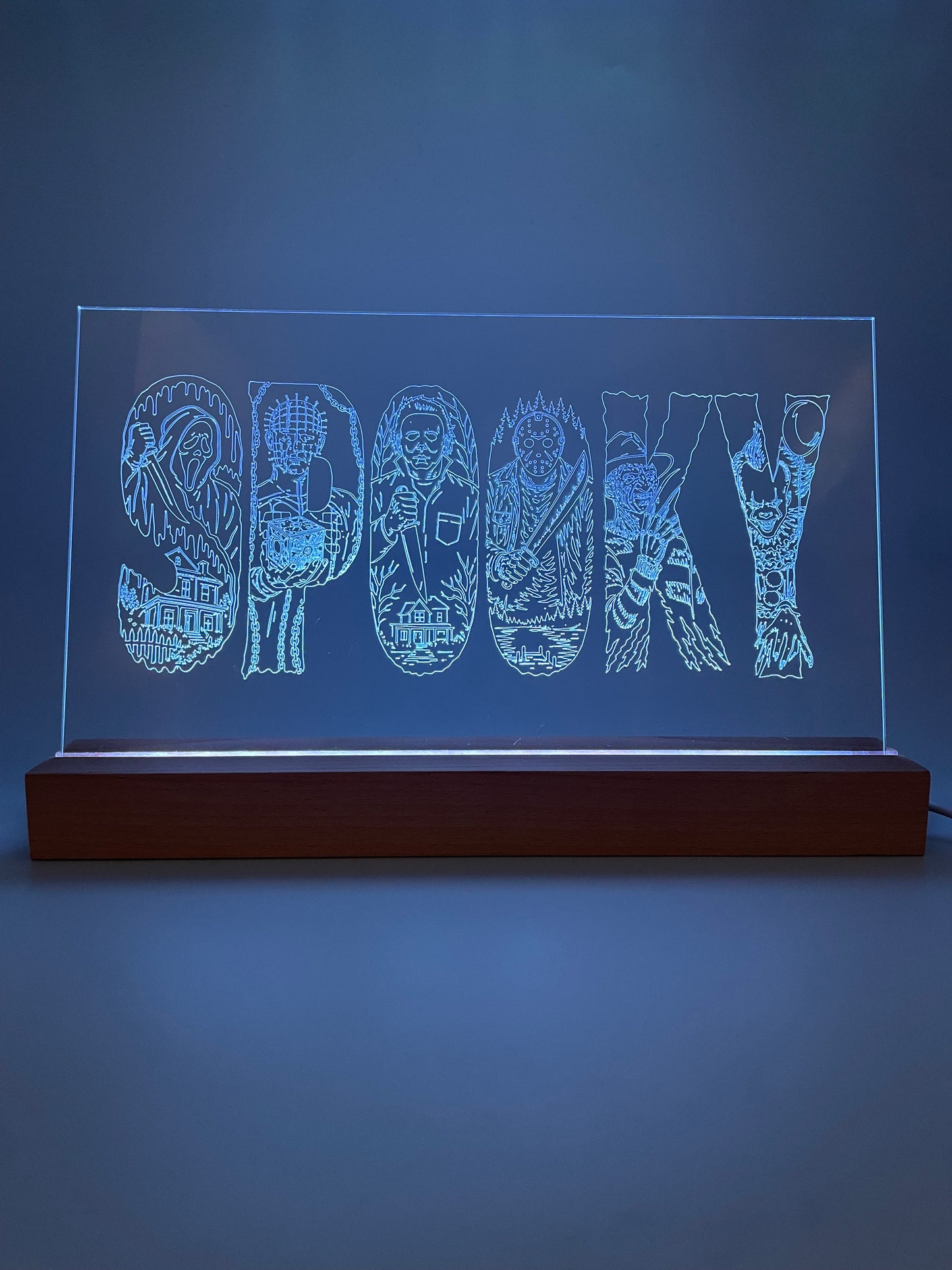 LED Large Acrylic SPOOKY Halloween Decoration Sign