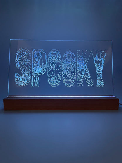 LED Large Acrylic SPOOKY Halloween Decoration Sign