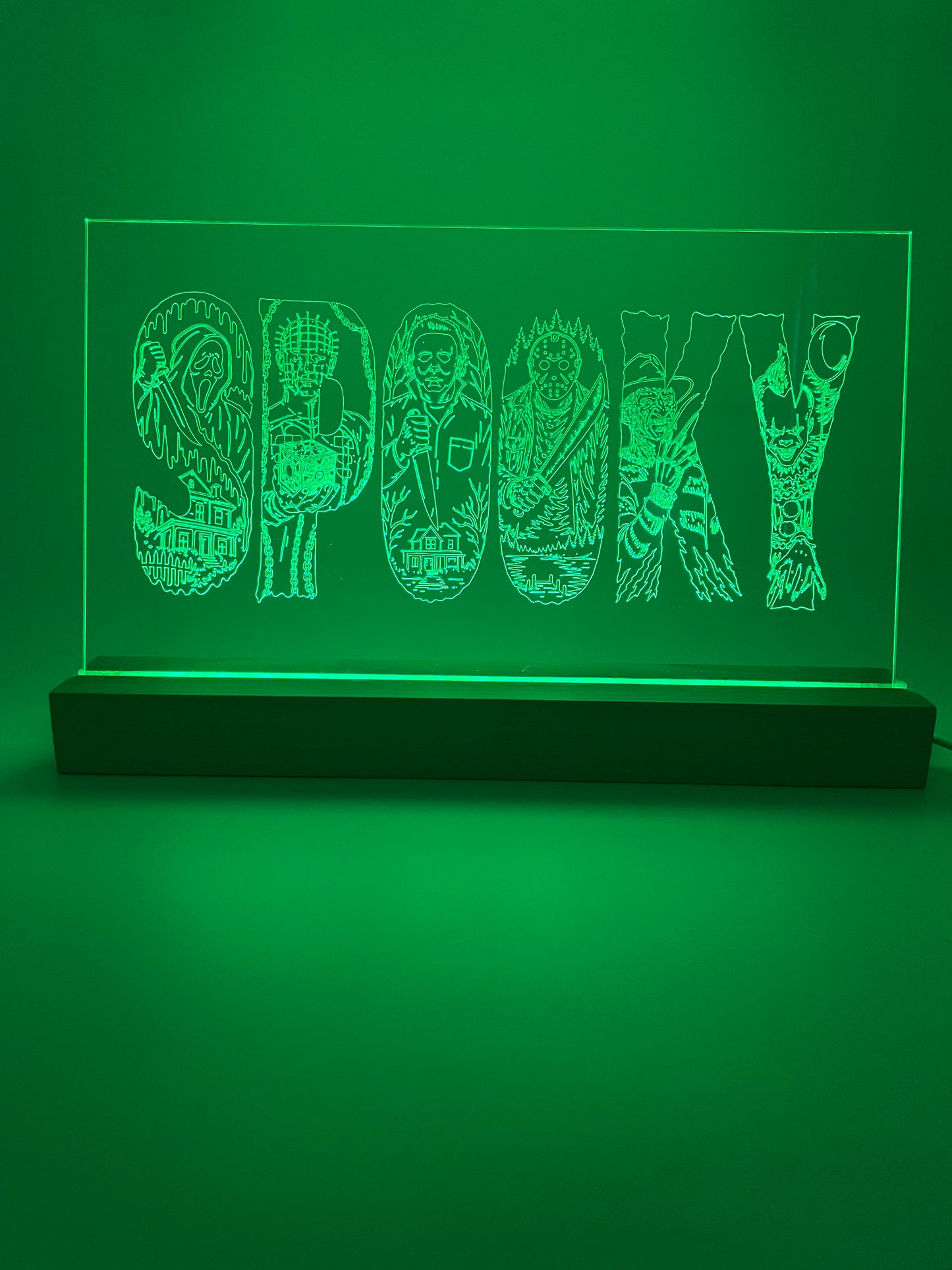LED Large Acrylic SPOOKY Halloween Decoration Sign