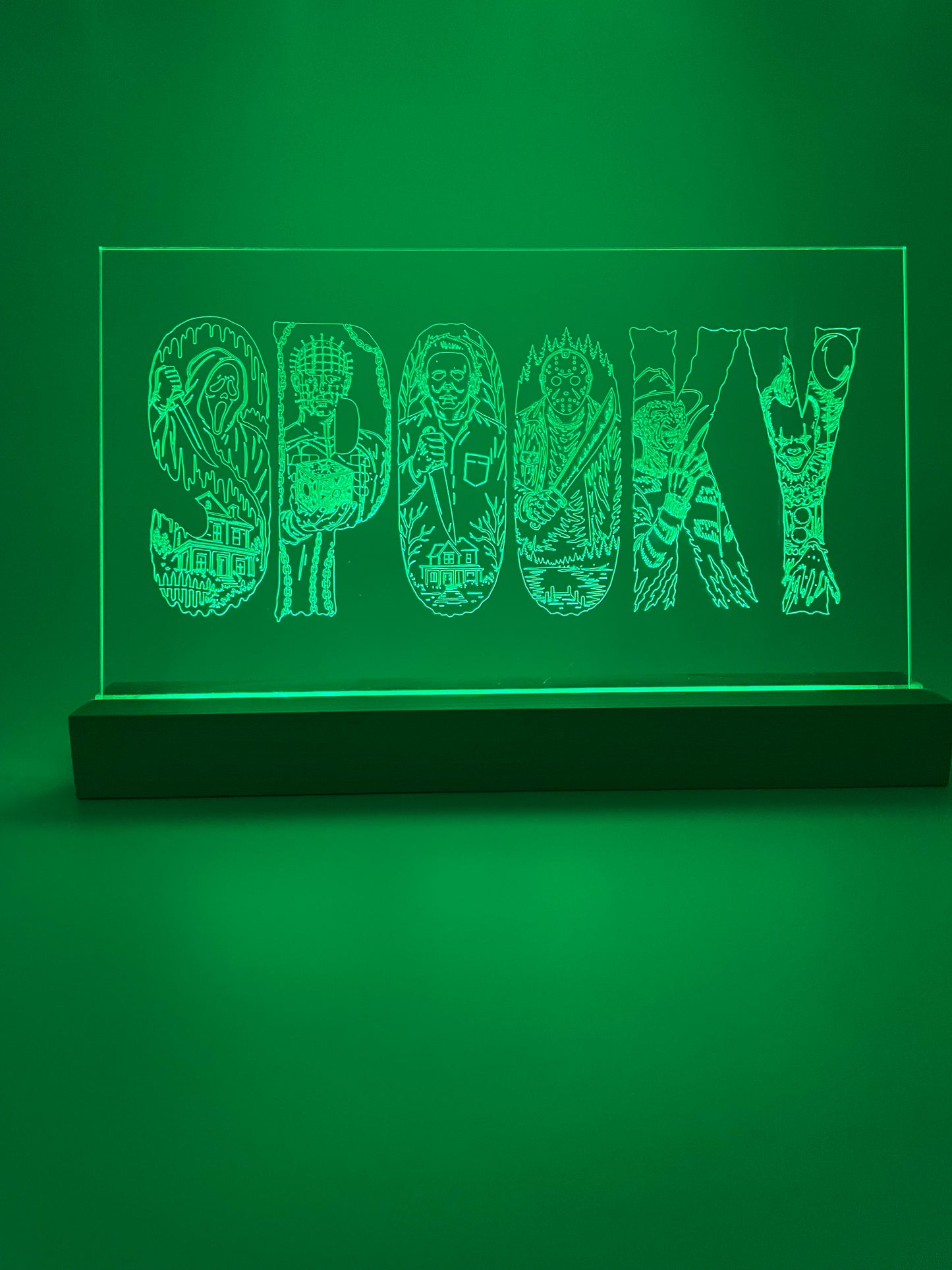 LED Large Acrylic SPOOKY Halloween Decoration Sign