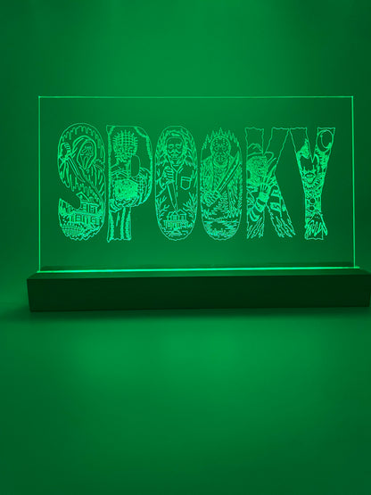 LED Large Acrylic SPOOKY Halloween Decoration Sign