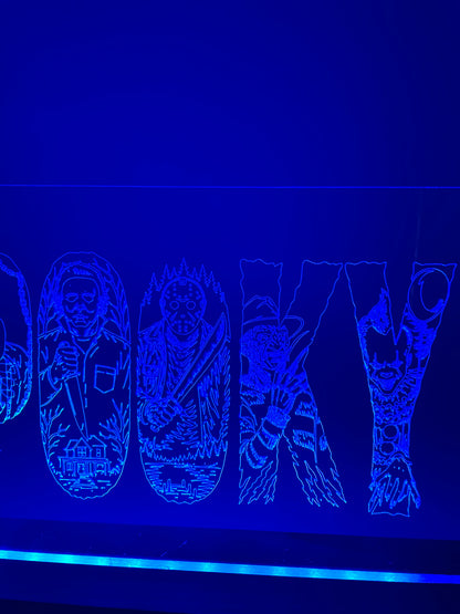 LED Large Acrylic SPOOKY Halloween Decoration Sign