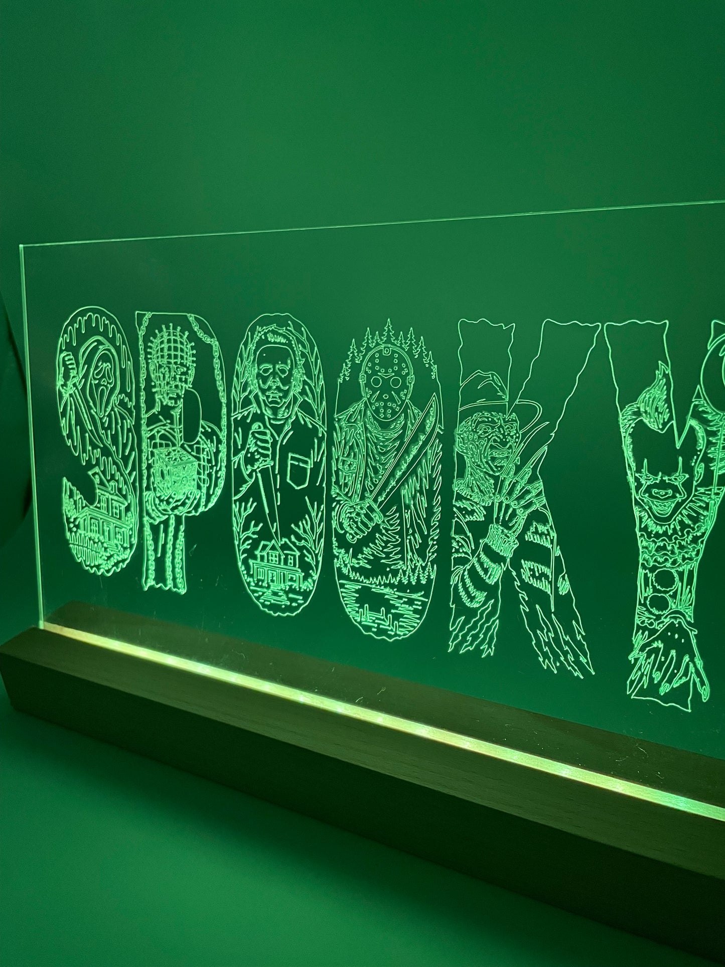 LED Large Acrylic SPOOKY Halloween Decoration Sign
