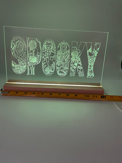LED Large Acrylic SPOOKY Halloween Decoration Sign