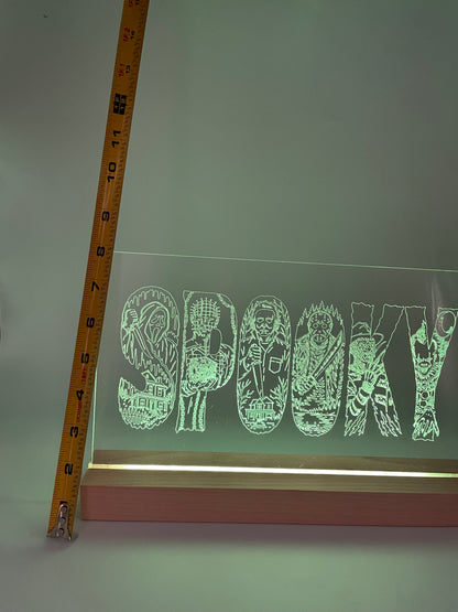LED Large Acrylic SPOOKY Halloween Decoration Sign