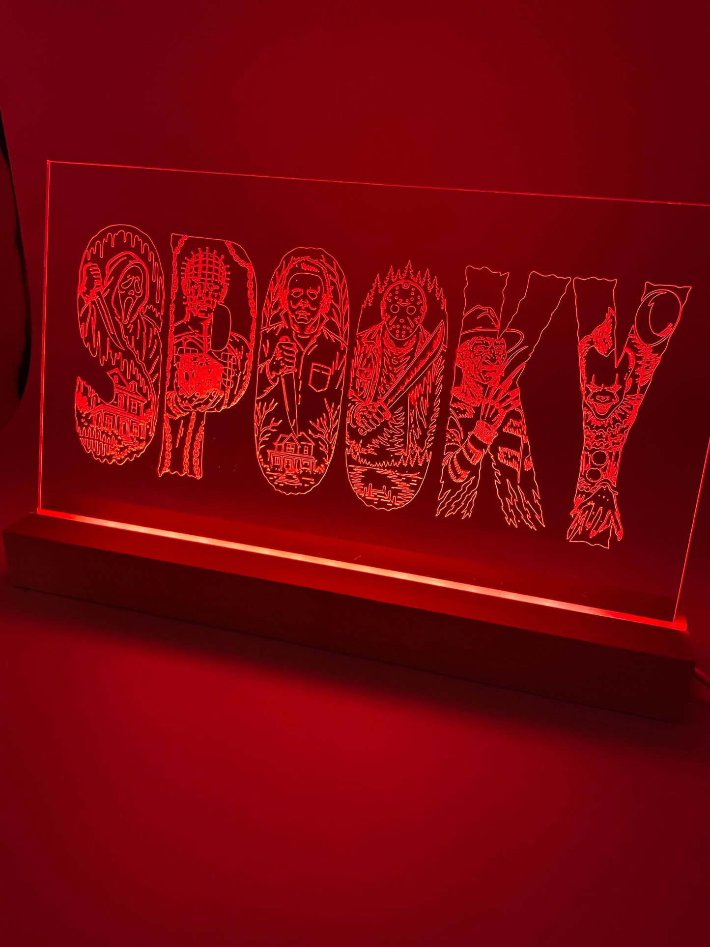 LED Large Acrylic SPOOKY Halloween Decoration Sign