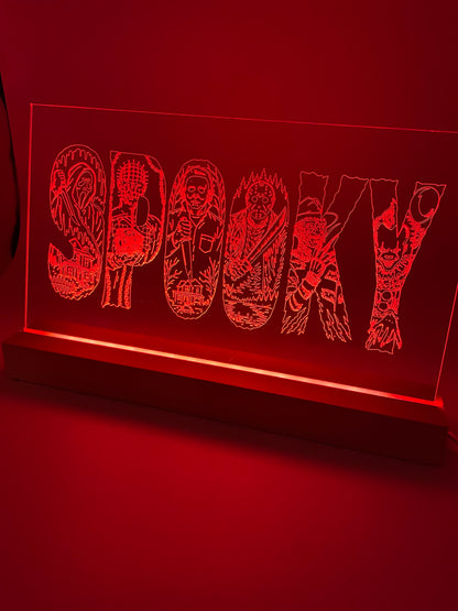 LED Large Acrylic SPOOKY Halloween Decoration Sign