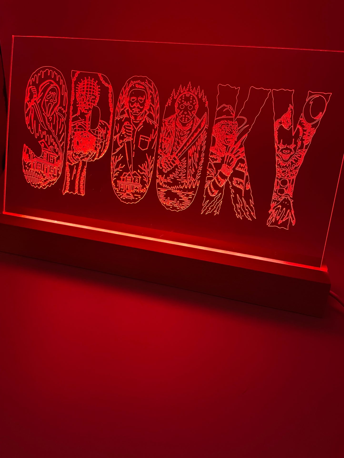 LED Large Acrylic SPOOKY Halloween Decoration Sign