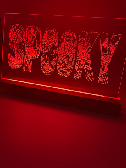 LED Large Acrylic SPOOKY Halloween Decoration Sign